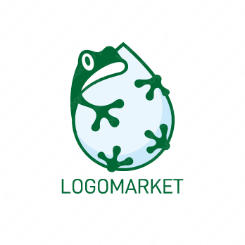 雨とカエルと梅雨のロゴ