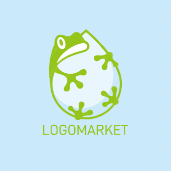 雨とカエルと梅雨のロゴ