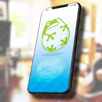 雨とカエルと梅雨のロゴ