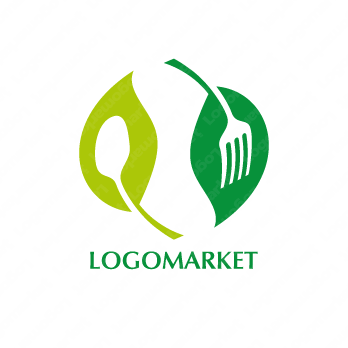 ナチュラルとスプーンと葉のロゴ