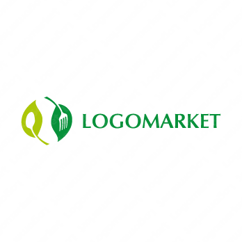 ナチュラルとスプーンと葉のロゴ