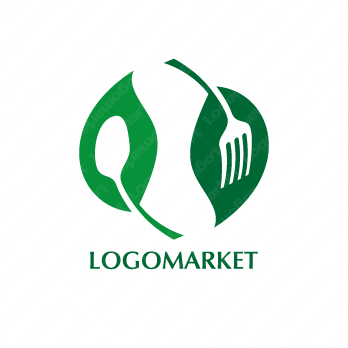 ナチュラルとスプーンと葉のロゴ