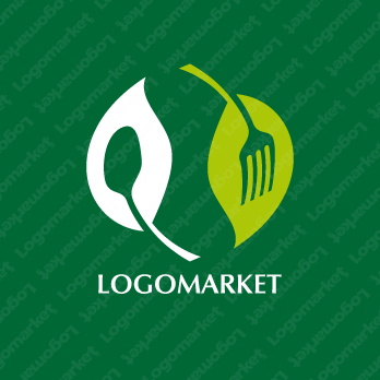 ナチュラルとスプーンと葉のロゴ