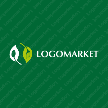 ナチュラルとスプーンと葉のロゴ