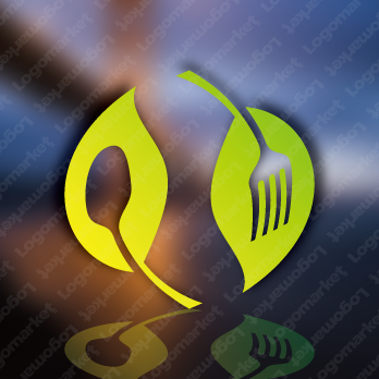 ナチュラルとスプーンと葉のロゴ