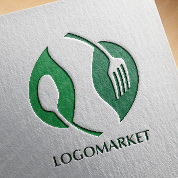 ナチュラルとスプーンと葉のロゴ