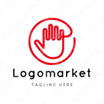 手と運命の赤い糸と人のロゴ