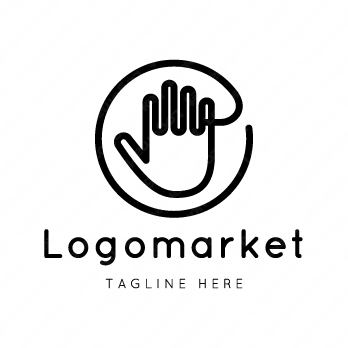 手と運命の赤い糸と人のロゴ