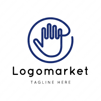 手と運命の赤い糸と人のロゴ