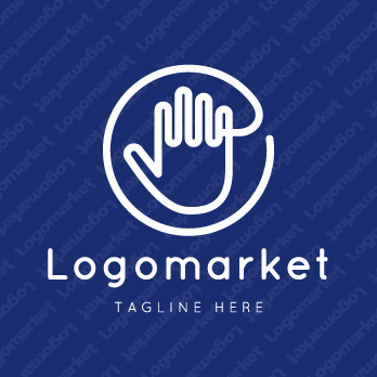 手と運命の赤い糸と人のロゴ