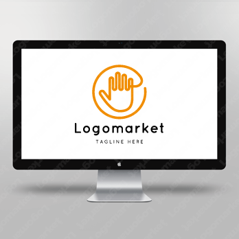 手と運命の赤い糸と人のロゴ