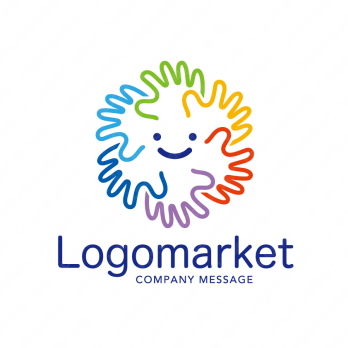 手とカラフルと個性のロゴ