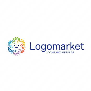 手とカラフルと個性のロゴ