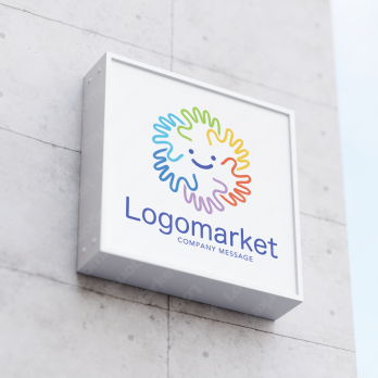 手とカラフルと個性のロゴ