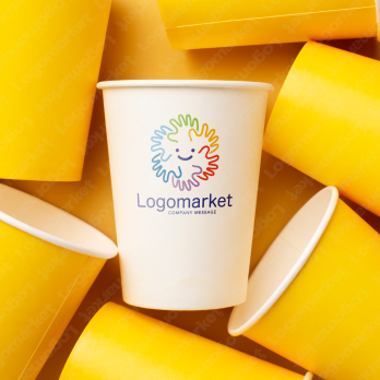 手とカラフルと個性のロゴ