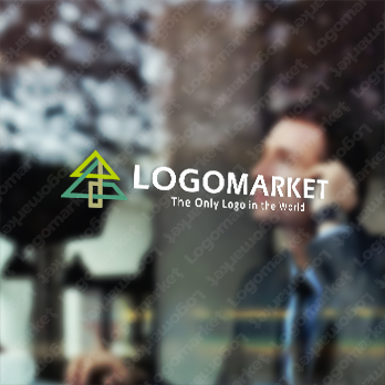 木とフレームと上昇のロゴ