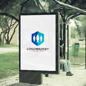 盾と魚と防御のロゴ