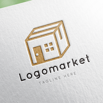 ダンボールと箱と家のロゴ