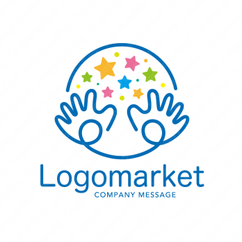 手とワクワクとひらめきのロゴ