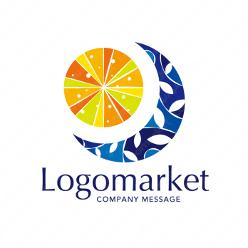 月と太陽とリズムのロゴ