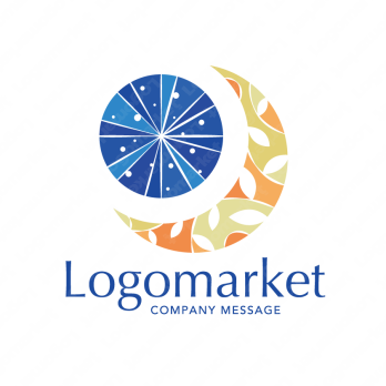 月と太陽とリズムのロゴ