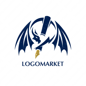 万年筆とペンと翼のロゴ