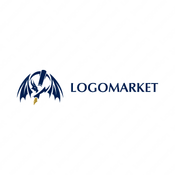 万年筆とペンと翼のロゴ