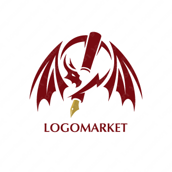 万年筆とペンと翼のロゴ