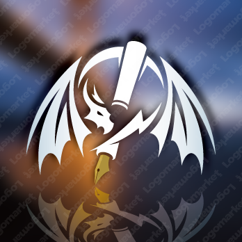 万年筆とペンと翼のロゴ