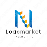 Nと階段と立体のロゴ