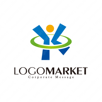 人と幸福感と安心のロゴ