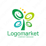 四つ葉とeと笑顔のロゴ