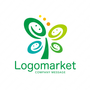 四つ葉とeと笑顔のロゴ