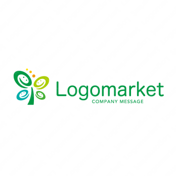 四つ葉とeと笑顔のロゴ