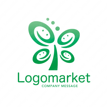 四つ葉とeと笑顔のロゴ