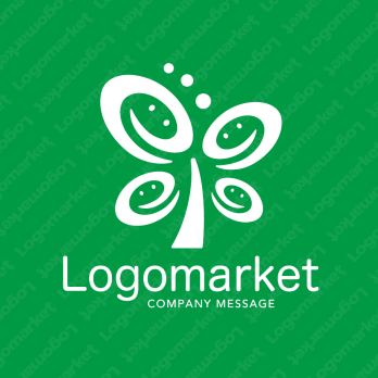 四つ葉とeと笑顔のロゴ