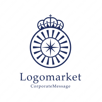 光とエンブレムと王冠のロゴ