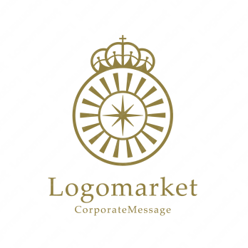 光とエンブレムと王冠のロゴ