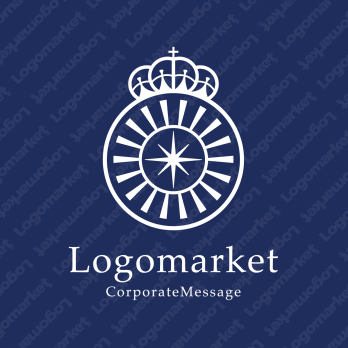 光とエンブレムと王冠のロゴ