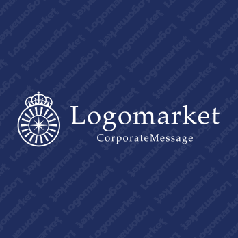 光とエンブレムと王冠のロゴ