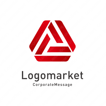 三角形とリボンと誠実さのロゴ