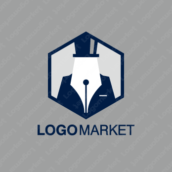 スーツとハットと万年筆のロゴ