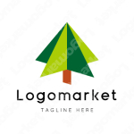 木と矢印と立体のロゴ