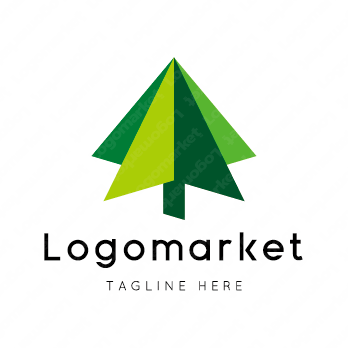 木と矢印と立体のロゴ