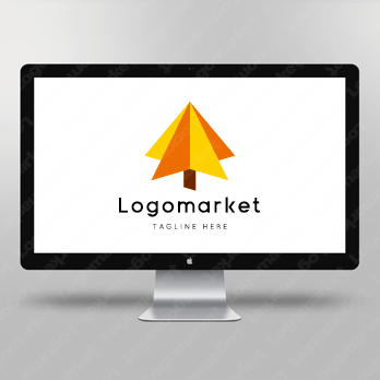 木と矢印と立体のロゴ