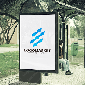 波と空とパターンのロゴ