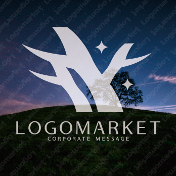 樹と自然と夜のロゴ