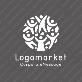 樹木と人々と親しみやすいのロゴ