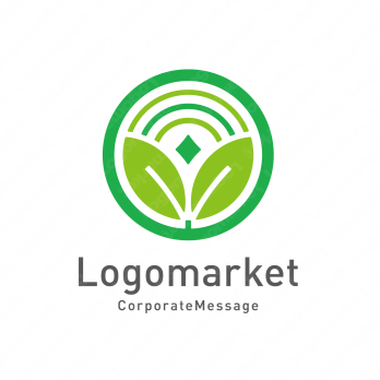 双葉と虹と新芽のロゴ