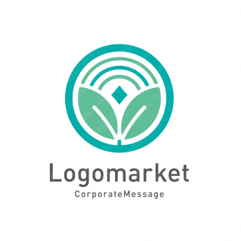 双葉と虹と新芽のロゴ